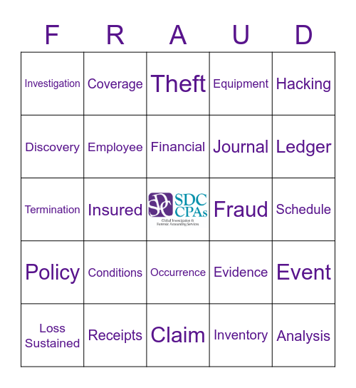 Commercial Fidelity Bingo Card