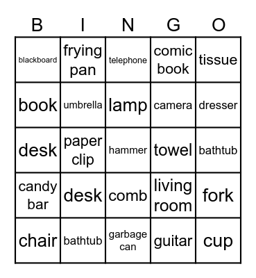 EVERYDAY OBJECTS BINGO Card