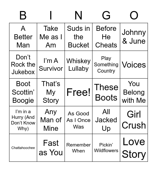 Game 2 - Country Bingo Card