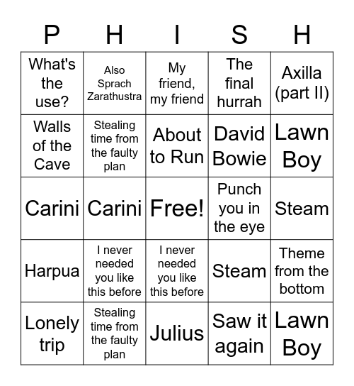 Tricia's Dicks Bingo 2022 Bingo Card