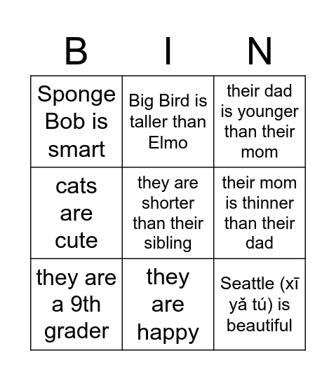 Ask someone if: Bingo Card