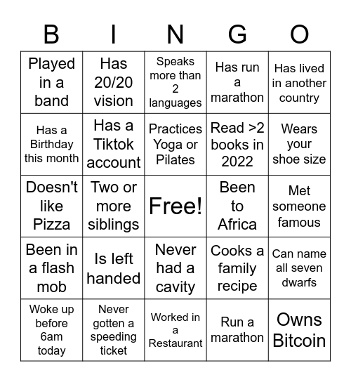 RE Bingo Card