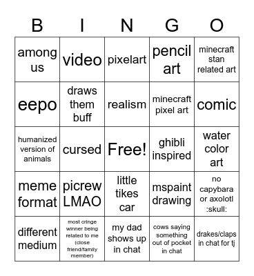 EveoArt DTIYS bingo Card