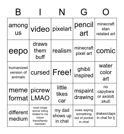 EveoArt DTIYS bingo Card