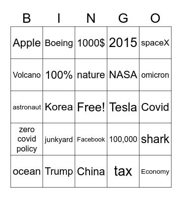 CNN 10 Bingo Card