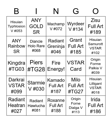 ASTRAL RADIANCE BINGO Card