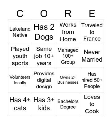 Who Do you know? Bingo Card