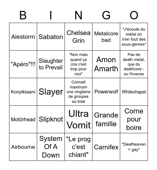 Metal Plebeian Bingo Card