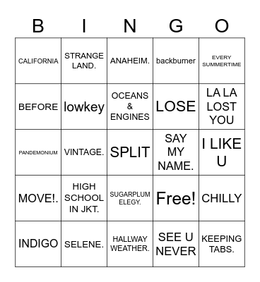Eric Bingo Card