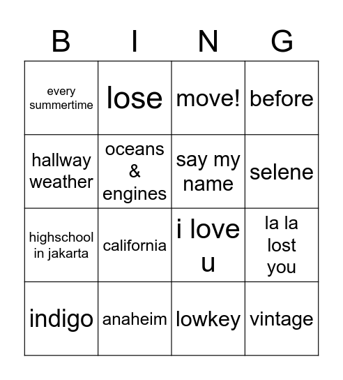 @Yunjirn Bingo Card