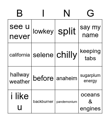egricsohn Bingo Card