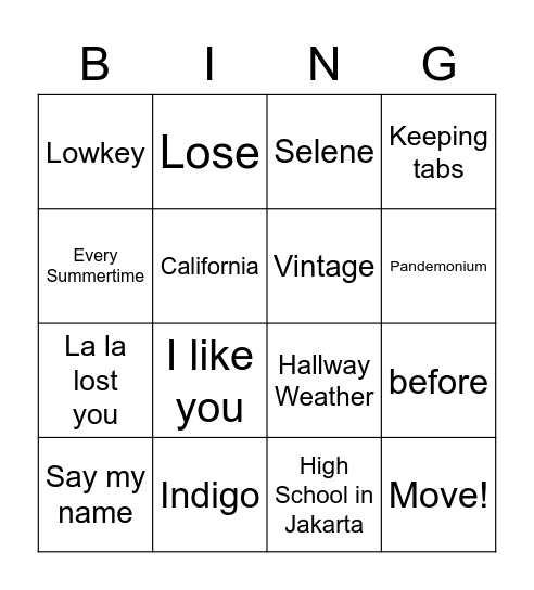 HYELNH Bingo Card