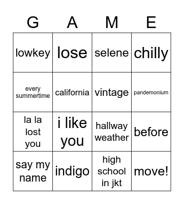 BINGO — HYElNH Bingo Card