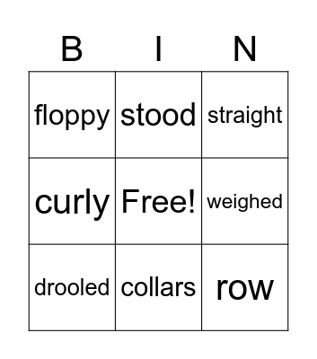 Vocabulary Bingo Card