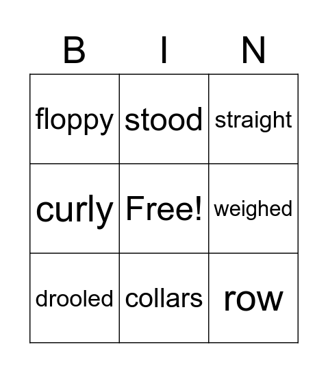 Vocabulary Bingo Card