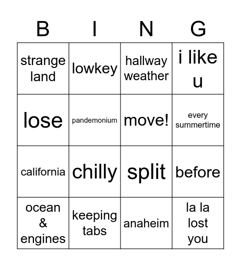 Untitled Bingo Card