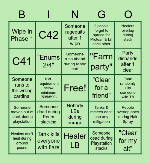 Barbariccia Ex Bingo Card