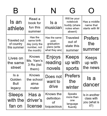 Creating Community Bingo Card
