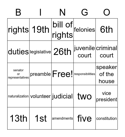 Government  Bingo Card