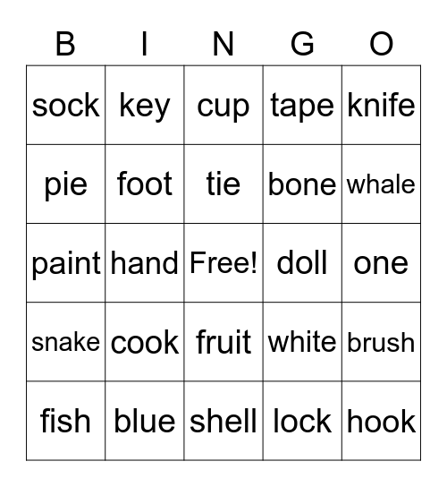 Perceive Consonants in Words Bingo Card