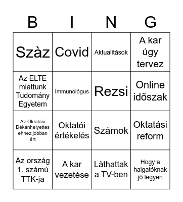 Kacskó bingó Bingo Card