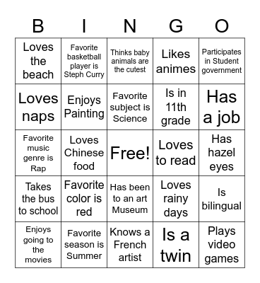 Ice Breaker Bingo Card