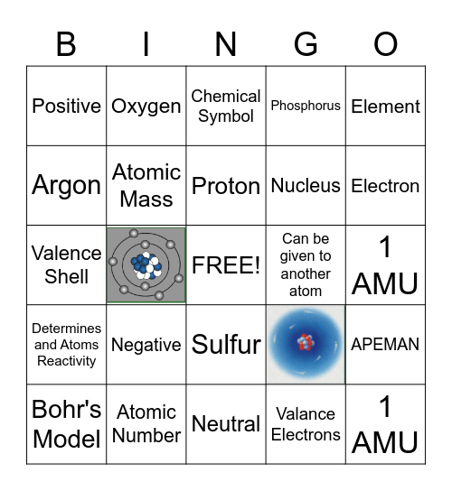 Atomic Structure Bingo Card