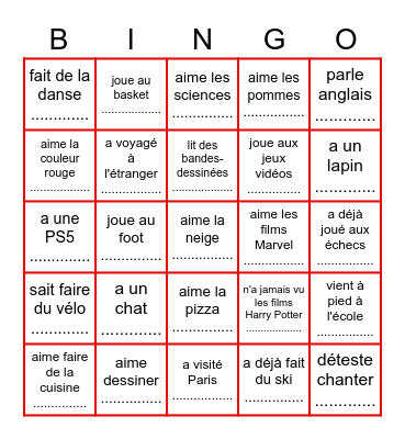 Trouve quelqu'un qui... Bingo Card