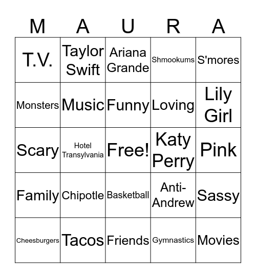 MAURA Bingo Card