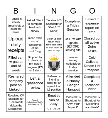 Becoming Delightful (Internal) Bingo Card