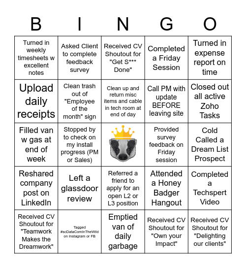 Becoming Delightful (Internal) Bingo Card