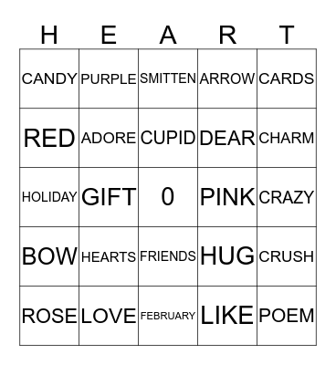 Happy Valentine's Day Bingo Card