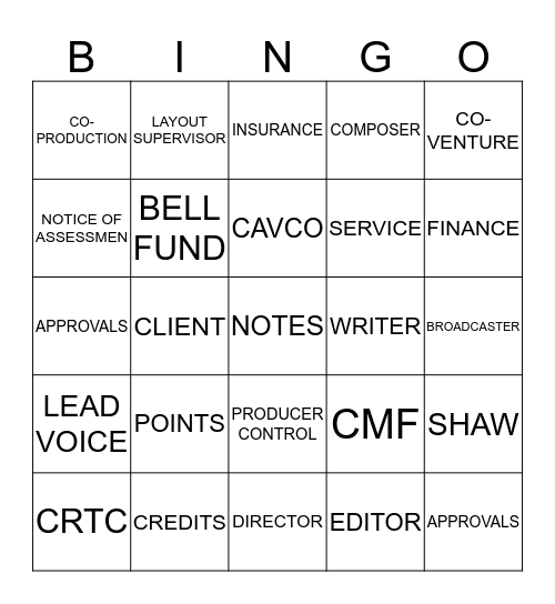 PRODUCTION LEGAL BINGO FUN!! Bingo Card