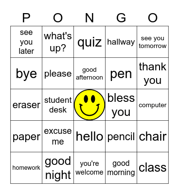 Frases & Palabras Importantes Bingo Card