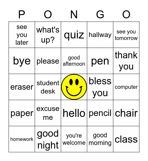 Frases & Palabras Importantes Bingo Card