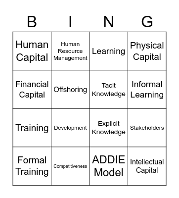 Training & Development Bingo Card