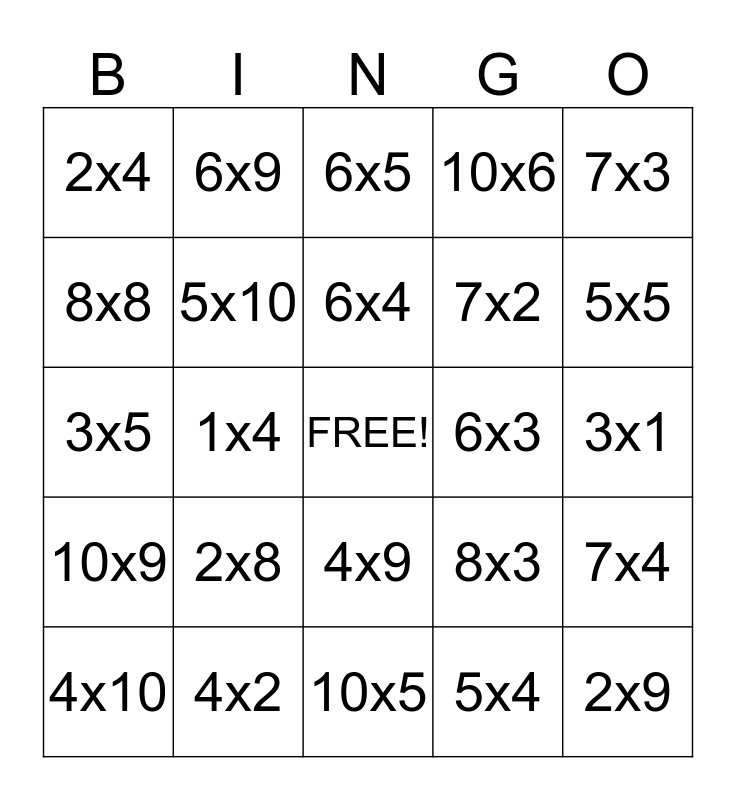 Multiplication Bingo Free Printable - Printable World Holiday