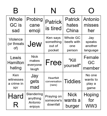 GC Bingo Card