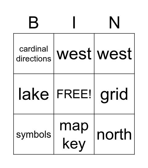 Map Bingo Card