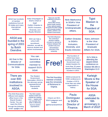 Get-To-Know SGA! Bingo Card