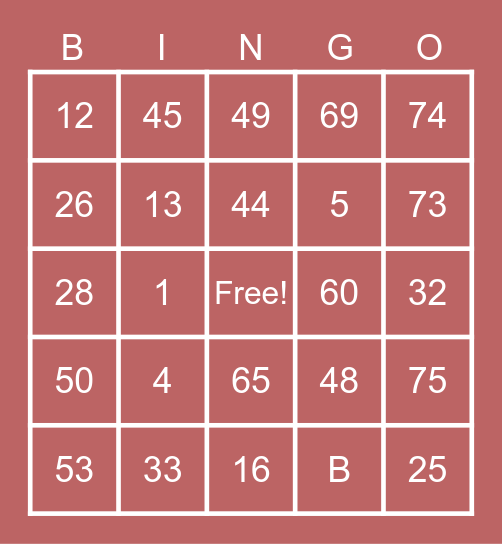 BINGO - 813852 Bingo Card