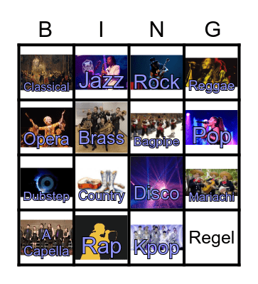 Musical Genre Checklist! Bingo Card