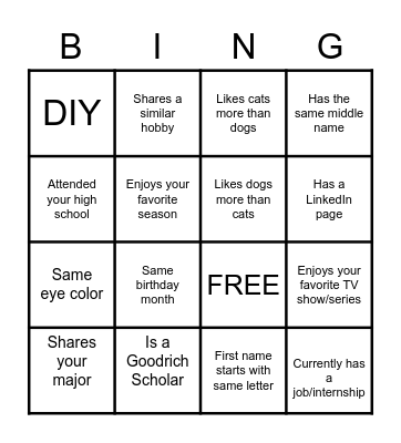 Networking BINGO Card
