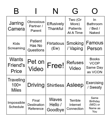VCON Bingo - September 2022 Bingo Card