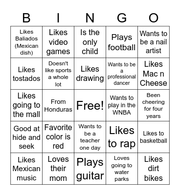 Get to Know your Peers Bingo Card