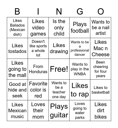 Get to Know your Peers Bingo Card