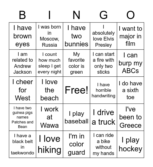 Period THREE Bingo Card