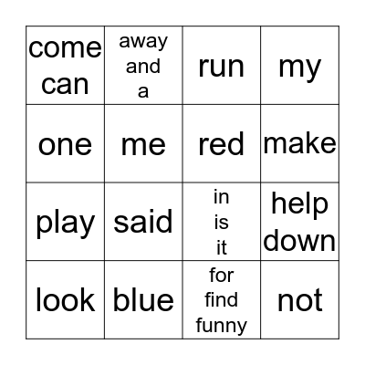 Sight Word Bingo Set 3 Bingo Card