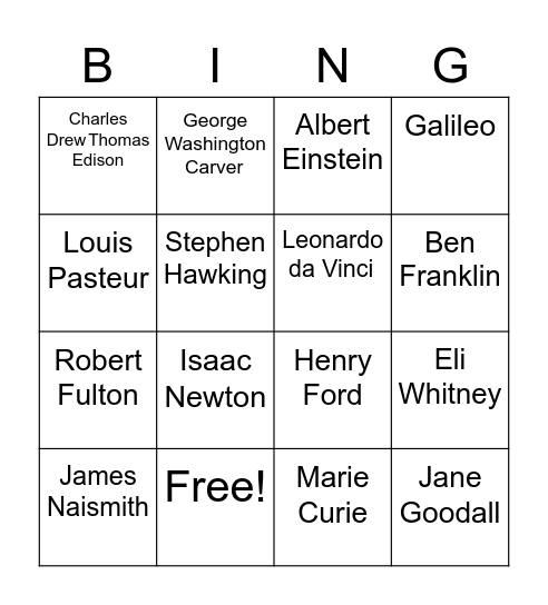 Scientist Bingo Card