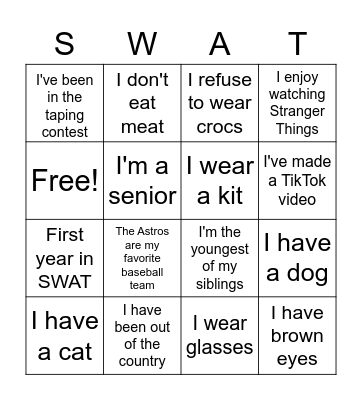 SWAT BINGO Card